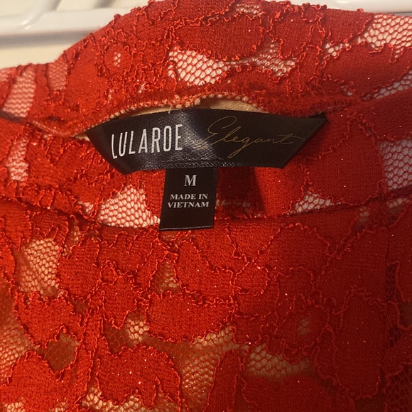 Lularoe Elegant lace red and nude skirt with pockets! - Picture 4 of 5